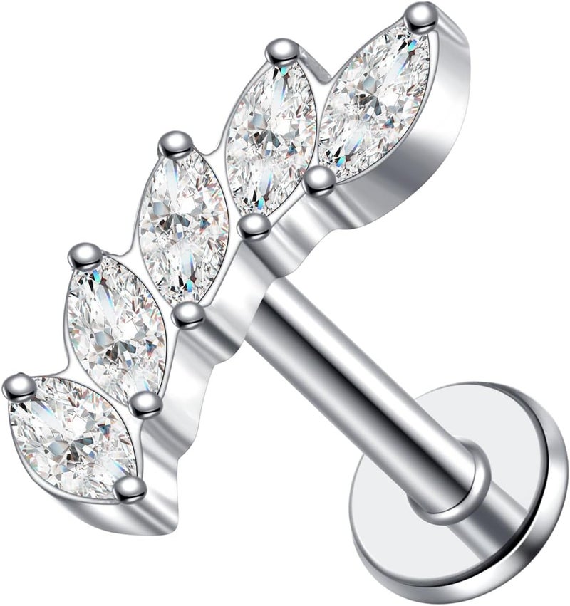 TOMIDES G23 Titanium Flat Back Earrings Studs 18g 16g F136 Implant Grade Titanium Labrets Press Fit Threadless Push In Dainty Cartilage Helix Conch Lobe Lip Tragus Piercing Jewelry - Image 1